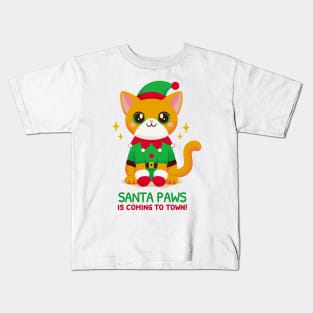 Elf Cat: Santa Paws Little Helper Kids T-Shirt